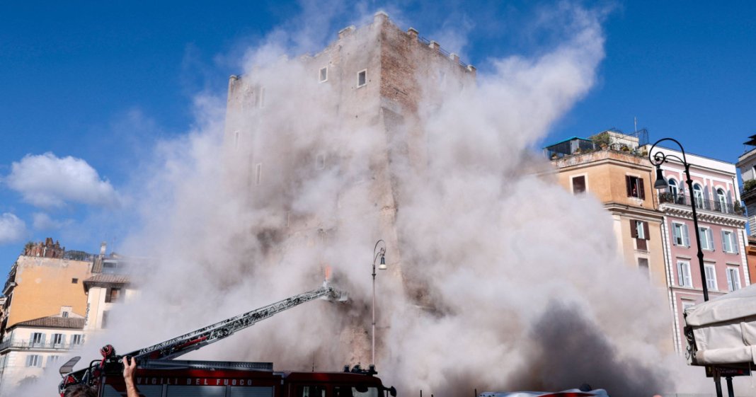 Torre dei Conti, un turn medieval din Roma, s-a surpat parțial în timpul lucrărilor de renovare, rezultând spitalizarea unui muncitor.