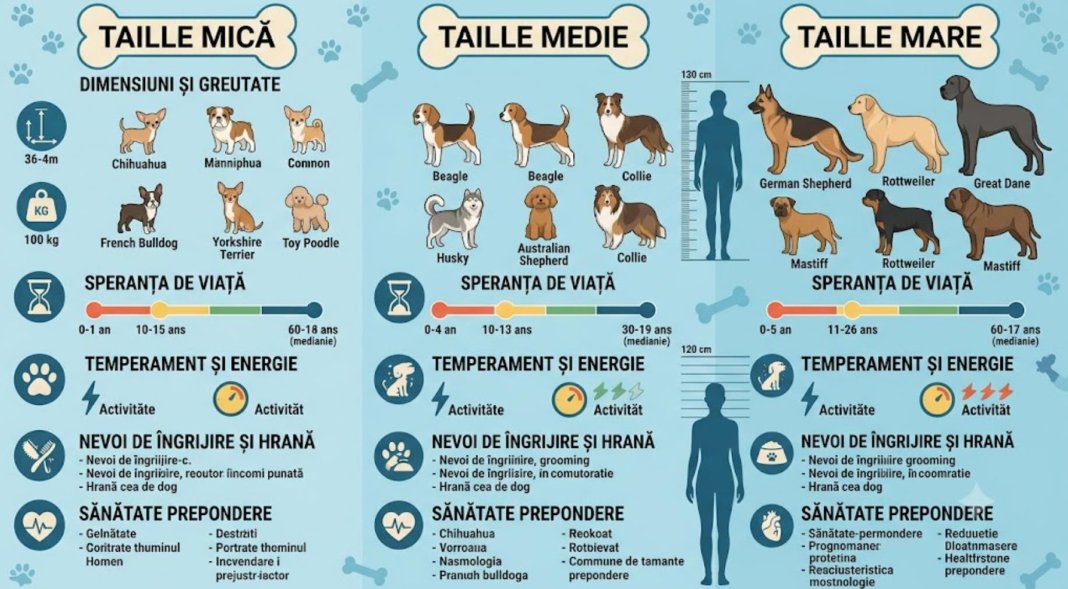 Diferențele dintre rasele de caini mici medii și mari Diferențele dintre rasele de caini mici medii și mari